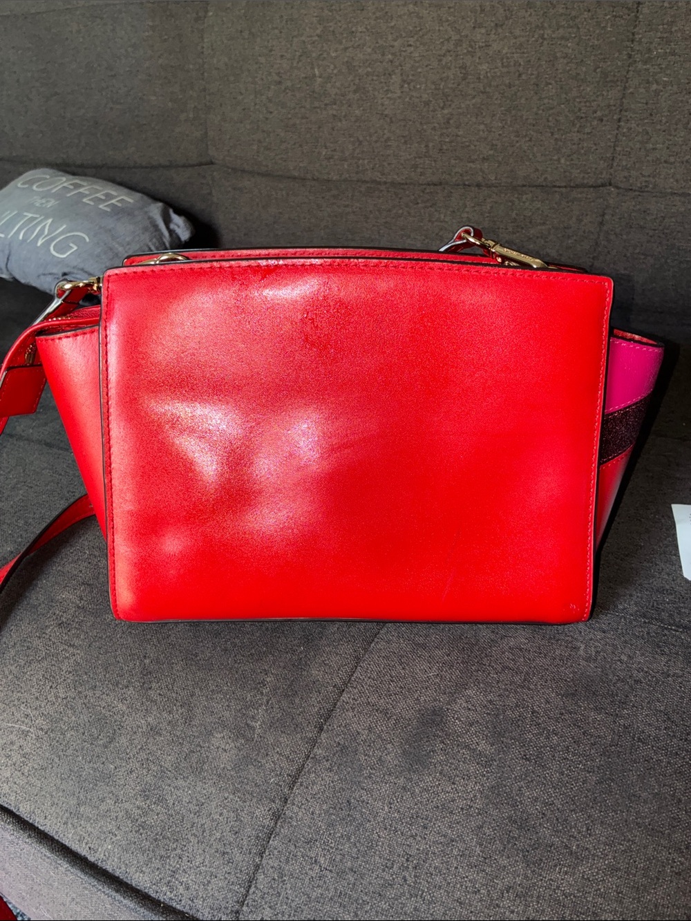 Michael Kors Red Selma embellished Crossbody with Gold & Pink Embellishments - Picture 6 of 15